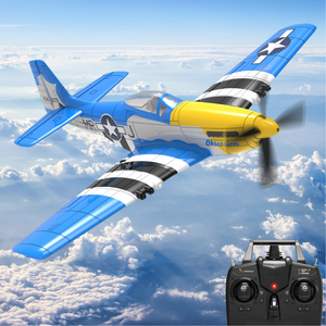 VolantexRC Mini Mustang P-51D V2 EPP 400mm Wingspan 2.4G 4CH 6-Axis Gyro One Key Aerobatics XPilot Stabilization System RC Airplane Trainer RTF for Beginner