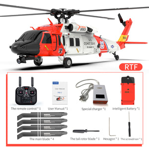 YXZNRC F09-S 2.4Ghz 6 Axis Gyro Brushless coast guard uh60 rescue helicopter with GPS & FPV