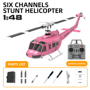 RC ERA C032 UH-1 2.4G 6CH 6-axis Gyroscope 1:48 Scale Huey Altitude Hold Optical Flow Positioning TOF Altitude Hold Flybarless RC Helicopter RTF