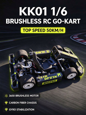 KK01 1/6 Scale Brushless RC Go-Kart | 50KM/H High-Speed Carbon Fiber RC Car with Gyro & 3650 Motor